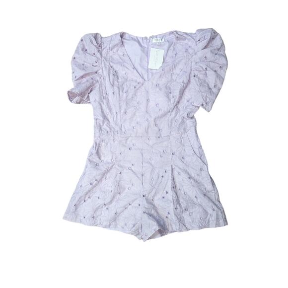 New TCEC Lavender Eyelet Romper Size L - Picture 2 of 9